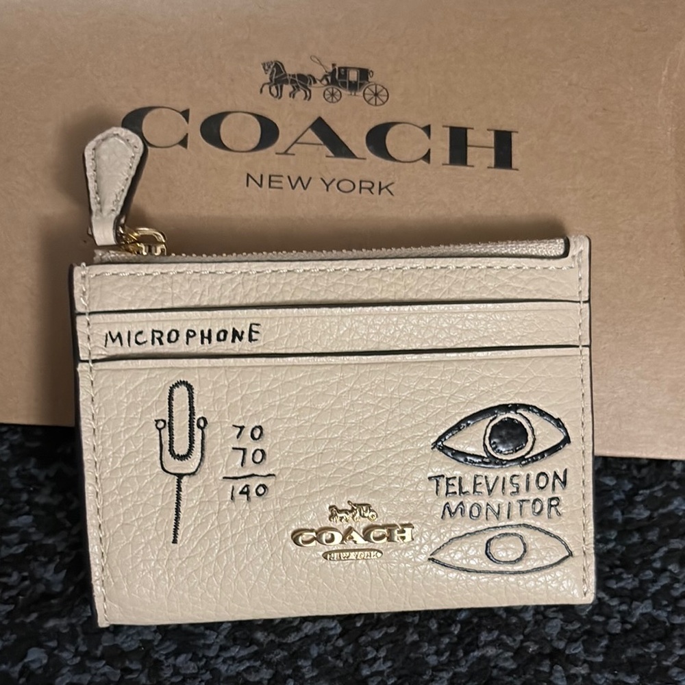 Coach Beige Leather Card Holder